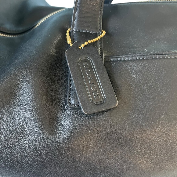 VTG Coach Black Leather Weekender Travel Duffle Bag w/ Shoulder Strap & Hangtag - Picture 3 of 15